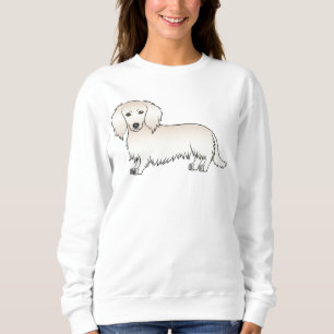 Sudadera Dachshund Pelo Largo Crema Perro De Dibujos Animad
