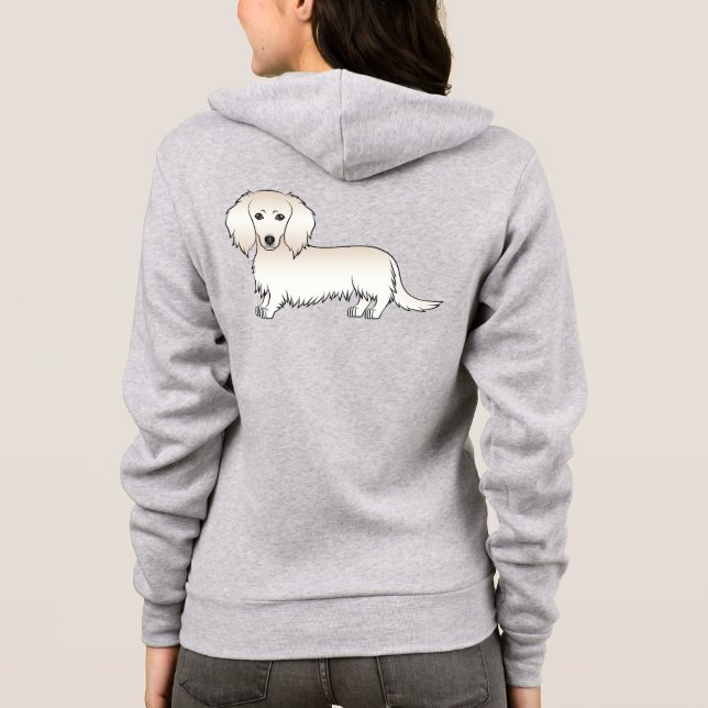 Sudadera Dachshund Pelo Largo Crema Perro De Dibujos Animad (Reverso)