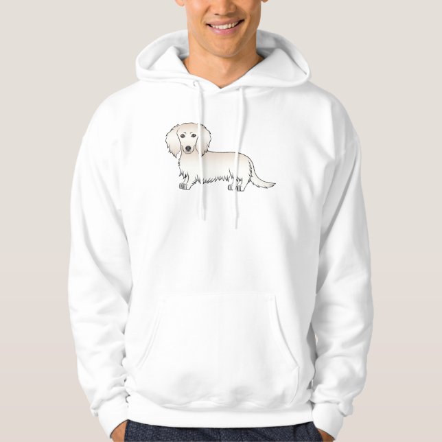 Sudadera Dachshund Pelo Largo Crema Perro De Dibujos Animad (Anverso)