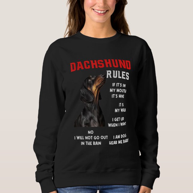 Sudadera Dachshund Reglas Diversión Perro Dueño Mascota I M (Anverso)