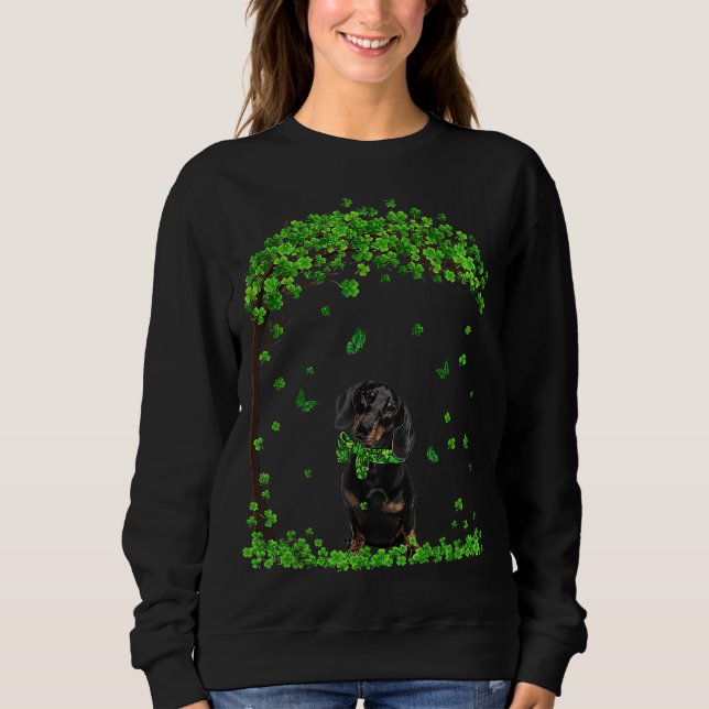 Sudadera Dachshund St Patricks Day Perro irlandés Shamrock (Anverso)