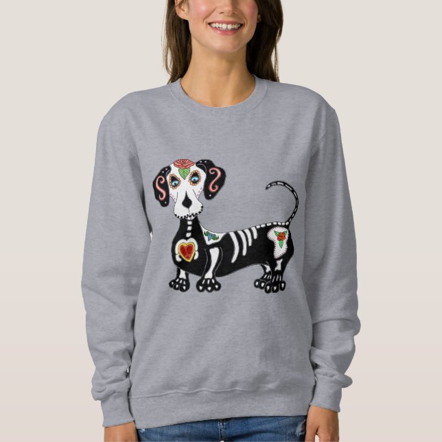 Sudadera Dachshund Sugar Skull (Anverso)