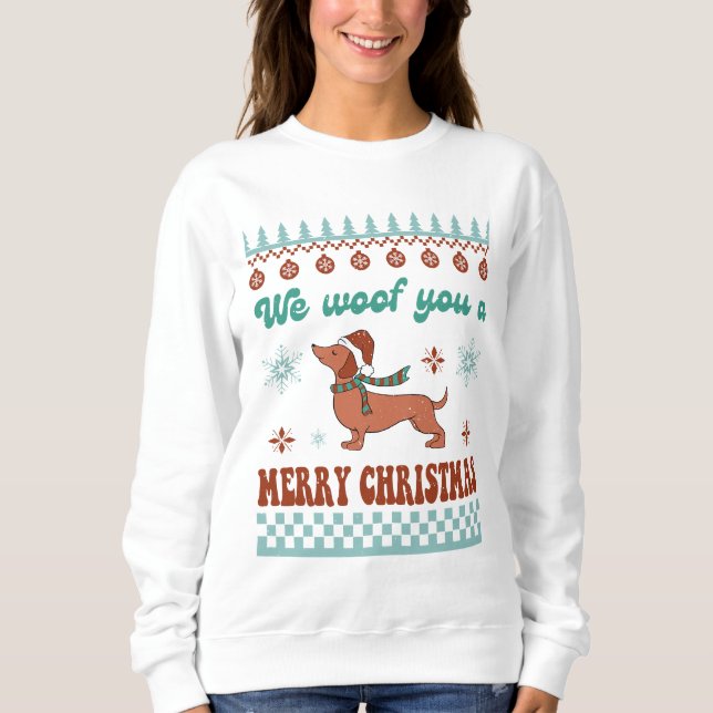 Sudadera Dachshund Te ganamos una Feliz Navidad (Anverso)