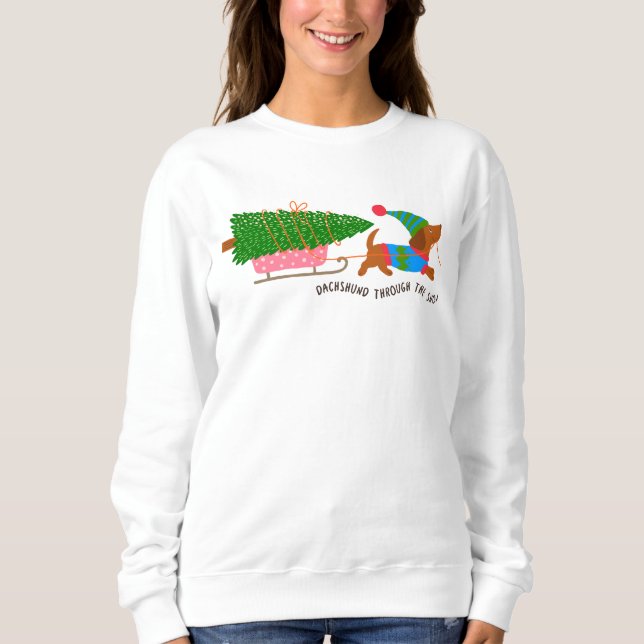Sudadera Dachshund Through The Snow Cute Christmas Dog (Anverso)