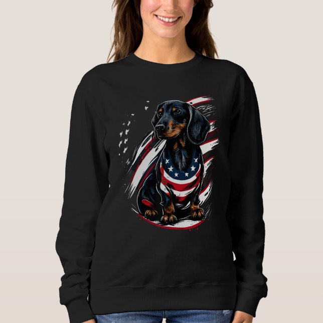 Sudadera Dachshund USA patriotic US Flag Gifts Dog Lover_12 (Anverso)