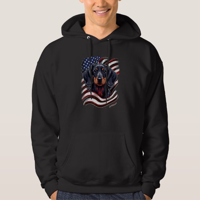 Sudadera Dachshund USA patriotic US Flag Gifts Dog Lover_2 (Anverso)