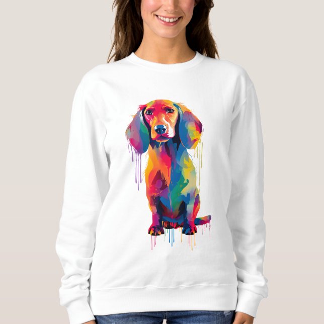 Sudadera Dachshund vibrante y colorido (Anverso)