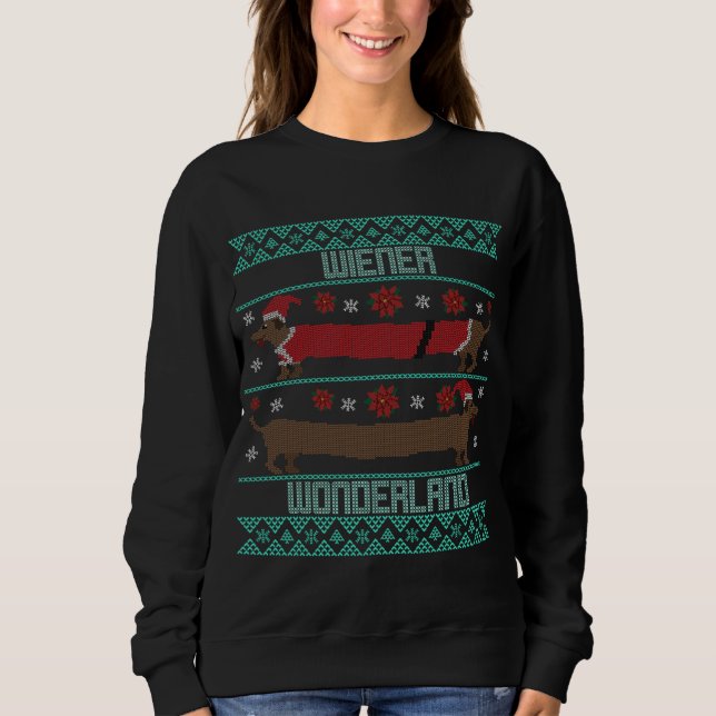 Sudadera Dachshund Wiener Weenie Perro Navidades feos X (Anverso)