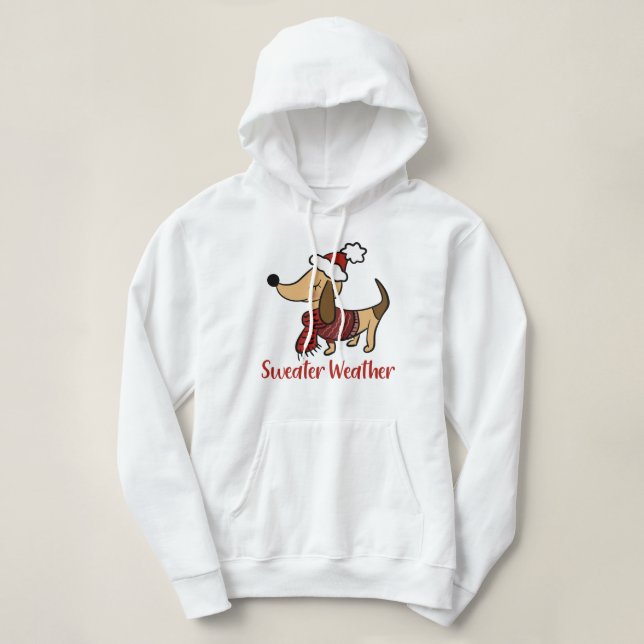 Sudadera Dachshund Winter Dog Hoodie (Diseño del anverso)
