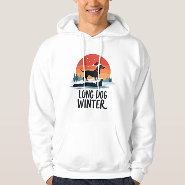 Sudadera Dachshund Winter Sunset Design with Long Dog (Anverso)
