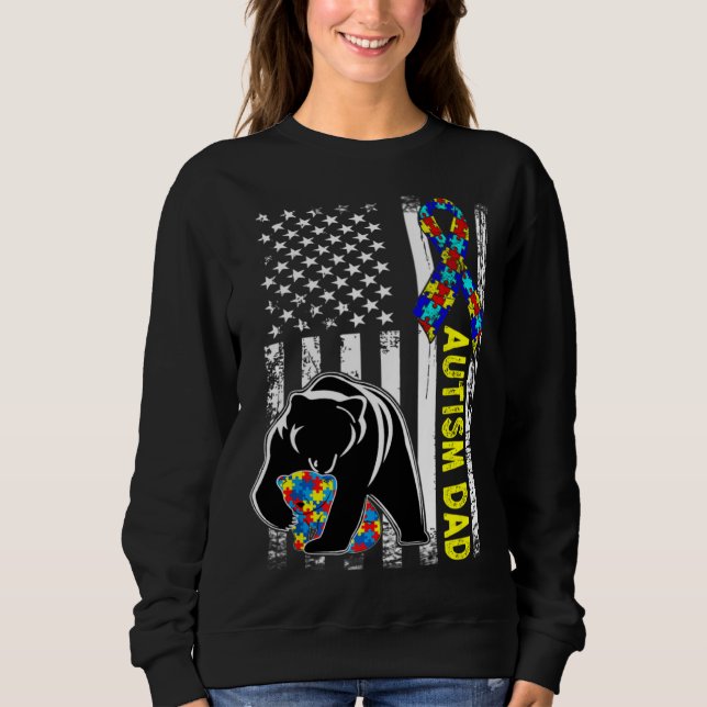 Sudadera Dad Autism Awareness American Flag Fathers Day for (Anverso)