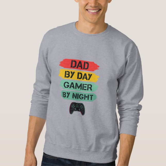 Sudadera DAD BY DAY GAMER BY NIGHT – Design Transparent Néo (Anverso)
