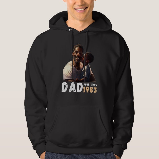 Sudadera Dad Fuel Since 1983 Quote Black King Magic Fathers (Anverso)