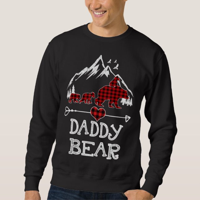 Sudadera Daddy Bear Navidades Pajama Red Plaid Buffalo Fami (Anverso)