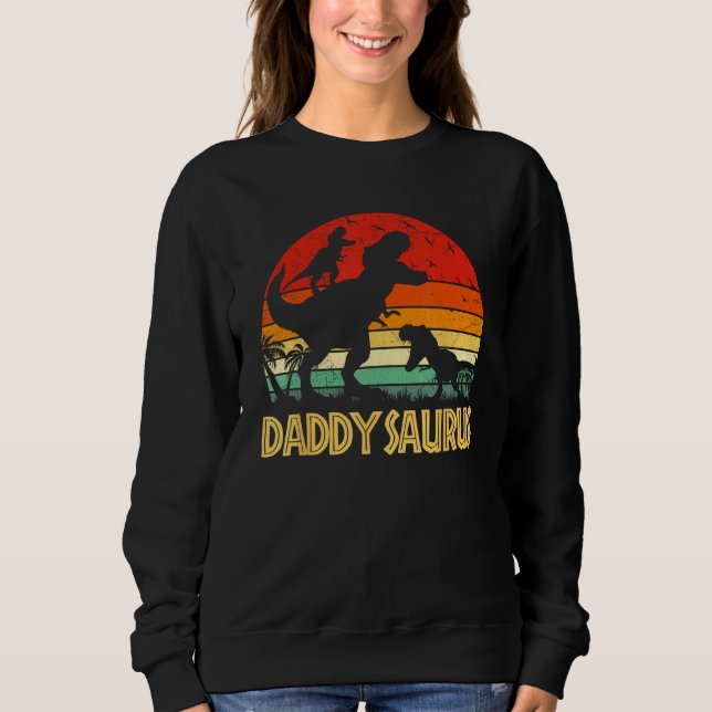 Sudadera Daddy Dinosaur Daddysaurus 2 kids Fathers Day  For (Anverso)