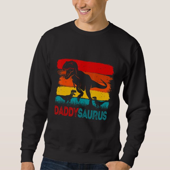 Sudadera Daddy Dinosaur Daddysaurus 2 Two kids Xmas Men Fat (Anverso)
