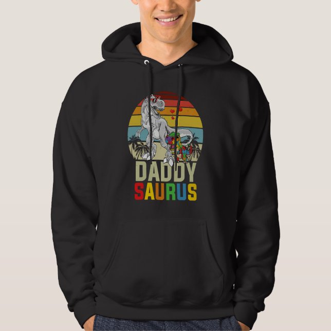 Sudadera Daddysaurus Rex Dinosaur Daddy Saurus Autism Aware (Anverso)