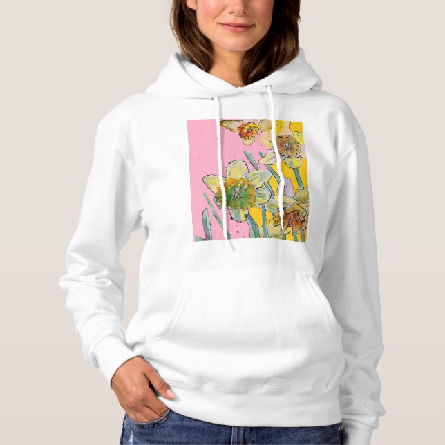 Sudadera Daffodil Diafódilo amarillo Flor acuarela floral (Anverso)