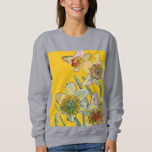 Sudadera Daffodil Diafódilo amarillo Flor acuarela floral