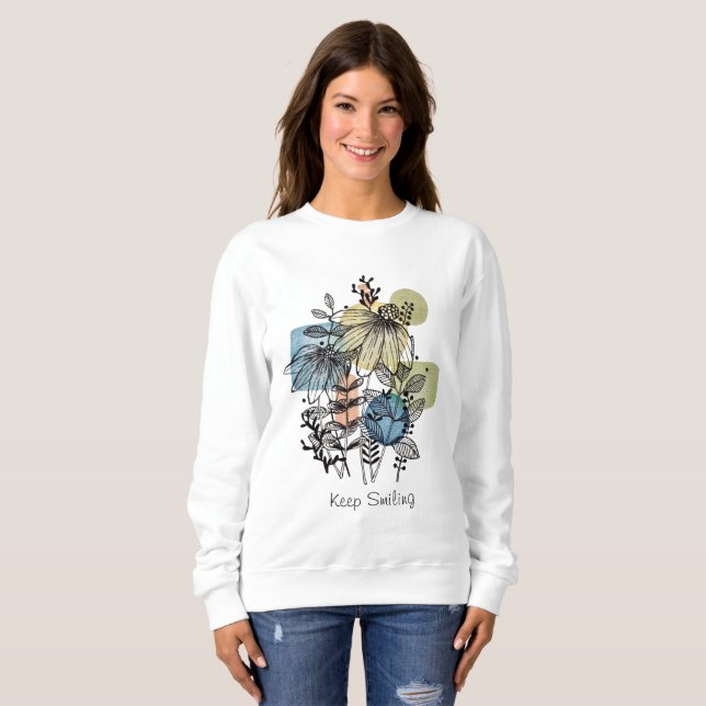 Sudadera Daisy Doodle En Tinta Y Acuarela (Anverso completo)