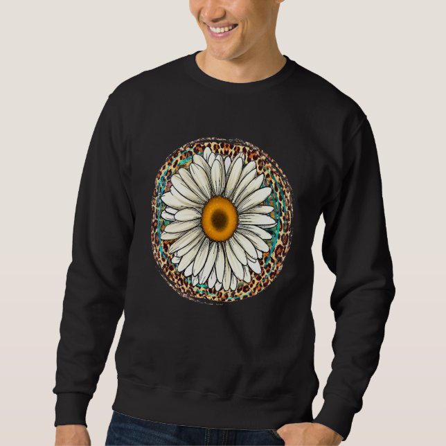 Sudadera Daisy Leopard Flower Western Southern Hippy Boho G (Anverso)