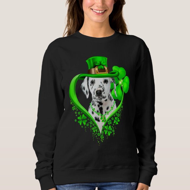 Sudadera Dalmatian Dog St Patricks Day Lover Irish Shamrock (Anverso)
