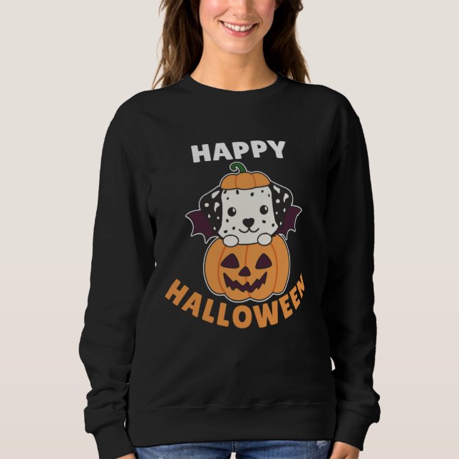 Sudadera Dalmatian Happy Halloween Pumpkin Bat Dogs (Anverso)