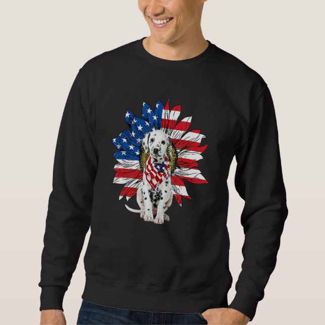 Sudadera Dalmatian Patriot American Flag Sunflower Independ (Anverso)