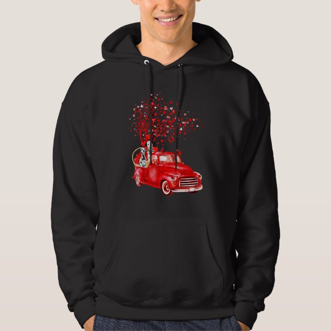 Sudadera Dalmatian Riding Red Truck Valentine Butterfly Hea (Anverso)