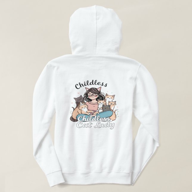 Sudadera Dama de gatos sin hijos" (Reverso del diseño)