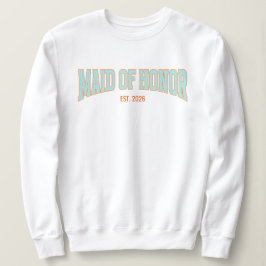 Sudadera Dama de honor varsity con brillo falso naranja + a