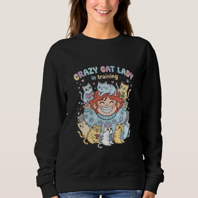 Sudadera Dama Gata Loca en Entrenamiento  (Anverso)