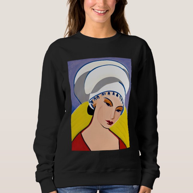 Sudadera Dama moderna art decó en un turbante (Anverso)