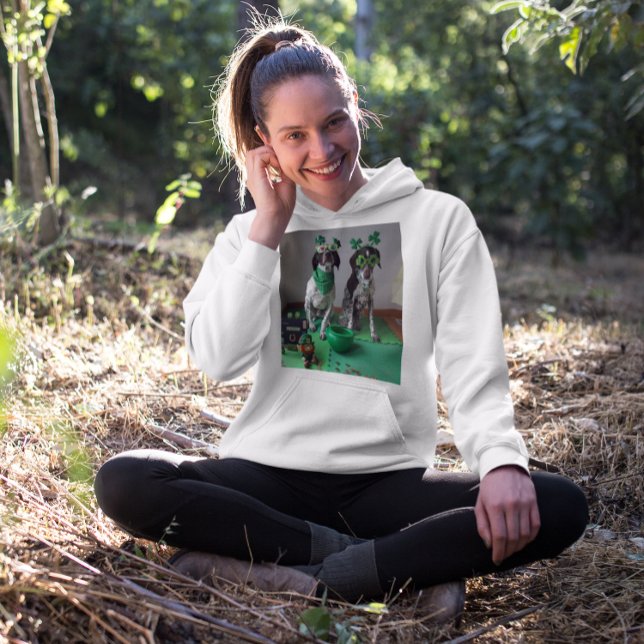 Sudadera Damas Fiestas del Día de San Patricio (St. Patrick's Day Dogs Party Ladies Hoodie)
