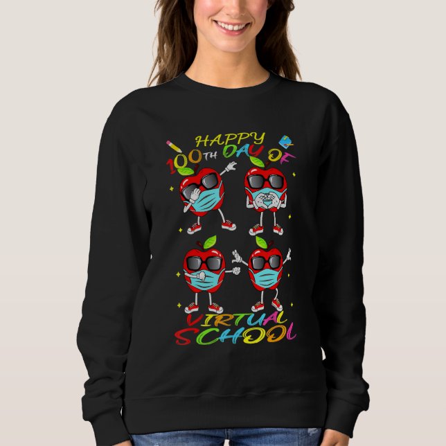 Sudadera Dance Dabbing Apple Mask Happy 100 Day Of School (Anverso)