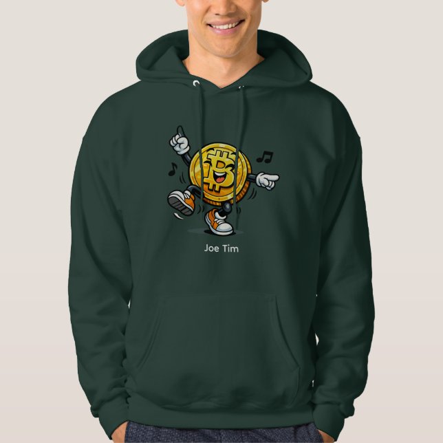 Sudadera Dancing Bitcoin Cartoon Hoodie with Name (Anverso)