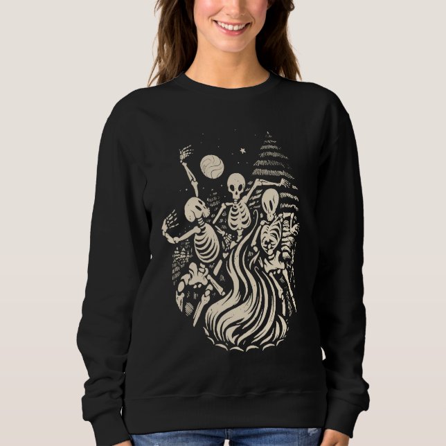 Sudadera Dancing Skeletons Bones Under the Moon Wicca Wicca (Anverso)