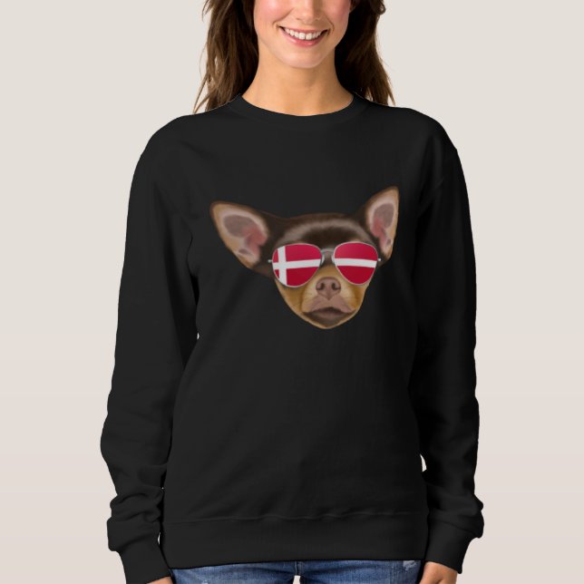 Sudadera Danish Flag Brown Chihuahua Dog Denmark Pocket (Anverso)