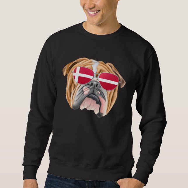 Sudadera Danish Flag Bulldog Dog Denmark Pocket (Anverso)