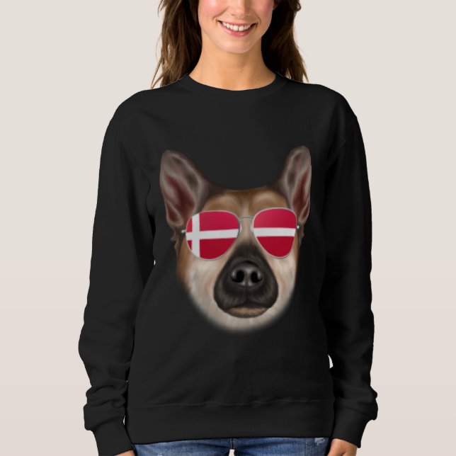 Sudadera Danish Flag Norwegian Buhund Dog Denmark Pocket (Anverso)