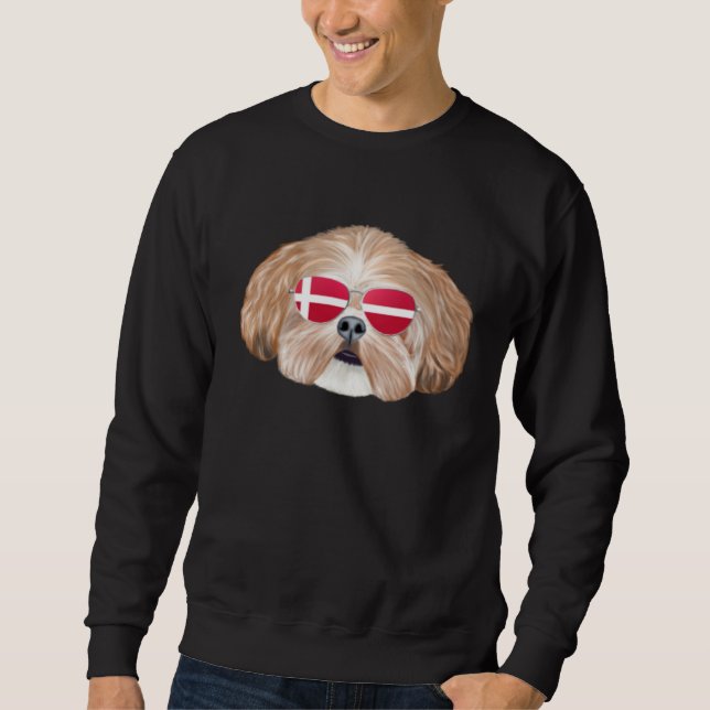 Sudadera Danish Flag Shih Tzu Dog Denmark Pocket (Anverso)