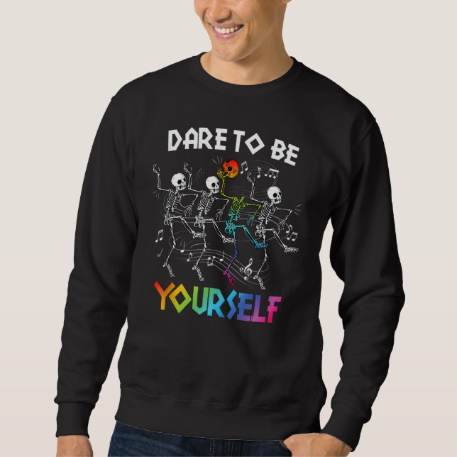 Sudadera Dare To Be LGBT Pride Yourself Rainbow Skeleton Da (Anverso)