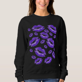 Sudadera Dark Blue Lip Print Flirtatious Fun
