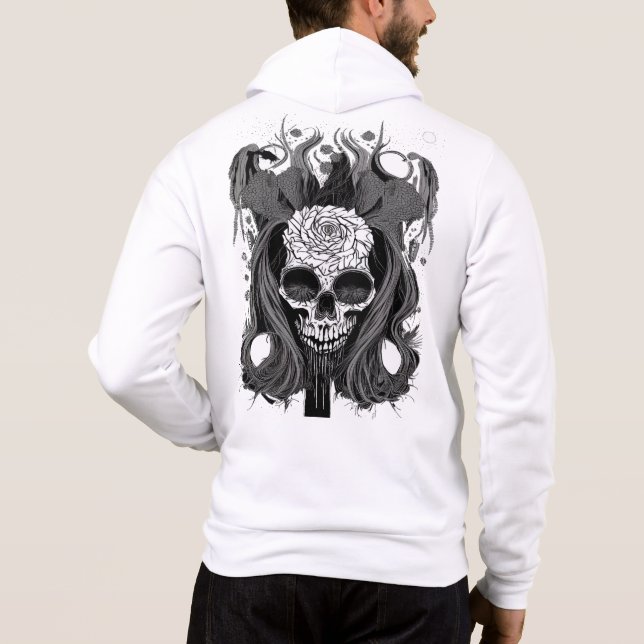 Sudadera "Dark Floral Skull with Mystical Accents" (Reverso)
