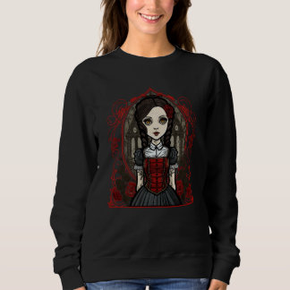 Sudadera Dark Gothic Chibi Style Doll Dressed In Red