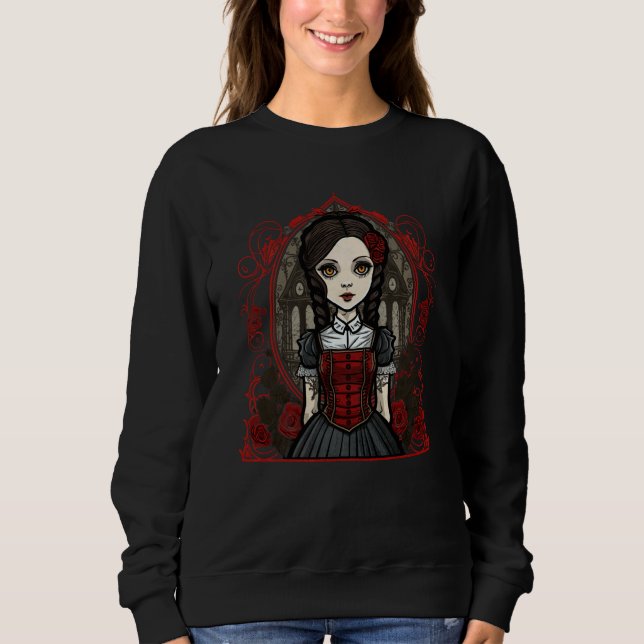 Sudadera Dark Gothic Chibi Style Doll Dressed In Red (Anverso)