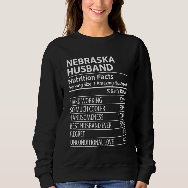 Sudadera Datos nutricionales del esposo de NEBRASKA NE dive (Anverso)