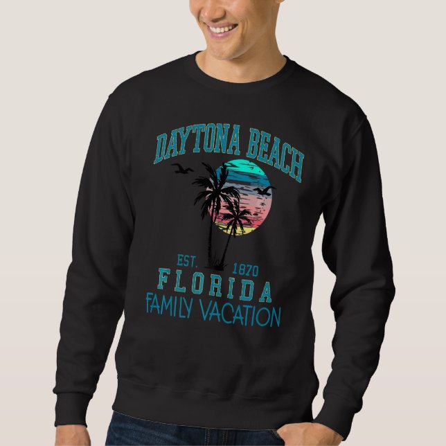 Sudadera Daytona Beach Florida Family Vacation Beach Palm T (Anverso)