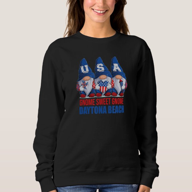 Sudadera Daytona Beach Florida Gnomo Dulce Gnomo Americano  (Anverso)
