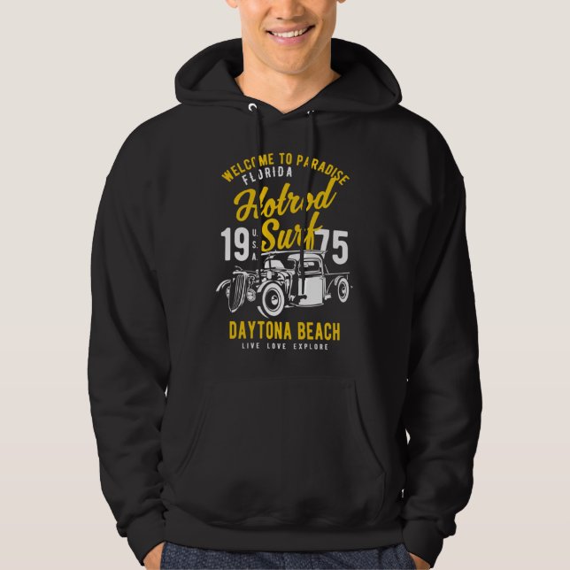 Sudadera Daytona Beach Florida Retro Hotrod Surf  6 (Anverso)